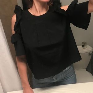 Boohoo black top with open shoulder